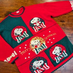 VINTAGE Snoopy and Friends Oversized Christmas Sweater